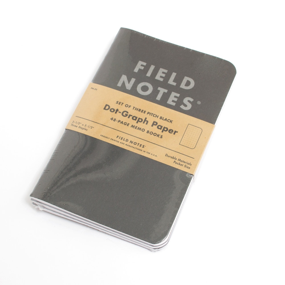 Field Notes, Pitch Black, Dot Graph, 3 Pack